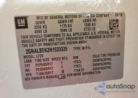 2017 Chevrolet Equinox Ls из США, поврежденный, VIN 2GNALBEK2H1533329